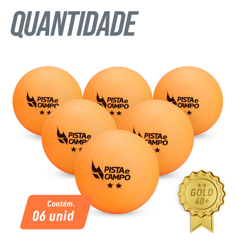 Kit 6 Bolinhas Ping Pong Tênis De Mesa Pista E Campo - Laranja