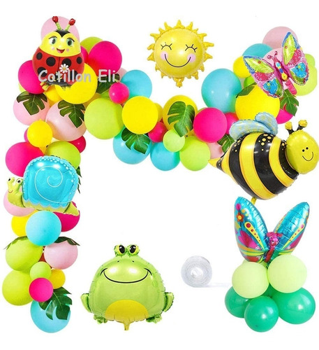 Arco Globos Animalitos Selva Mariposas Cumple Infantil 