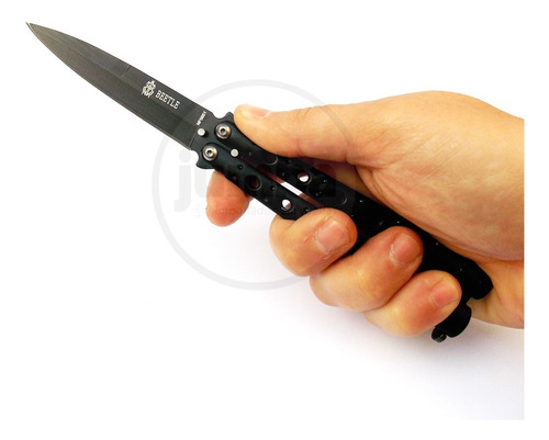 Navaja Mariposa Beettle Balisong Negra Acero Inox Metal