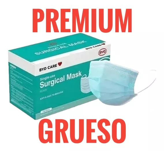 Cubrebocas Premium Grueso Tricapa Byd Care Astm 3 Surgical