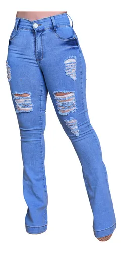 Calça com boca store desfiada