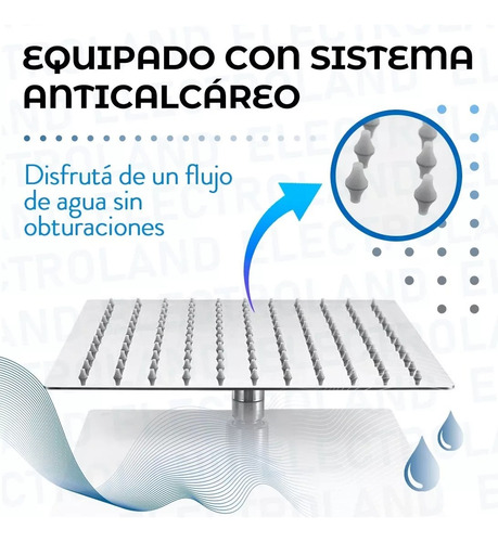 Ducha Cuadrada 20 X 20 Acero Inox. Flor De Baño Griferia !
