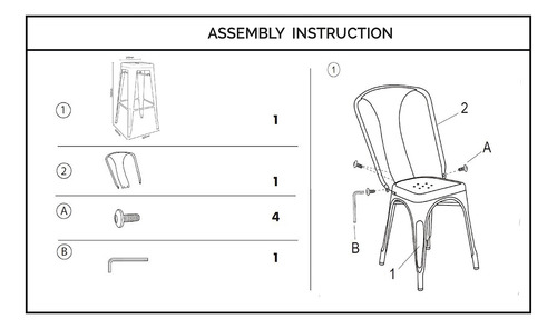 Imagen 2 de 3 de Taburete Banqueta Tolix Metal 115cm Premium Respaldo Alto