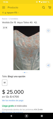 Vestidos De 15 Talle 40. (80 A 88 De Cont. De Busto) (Usado)
