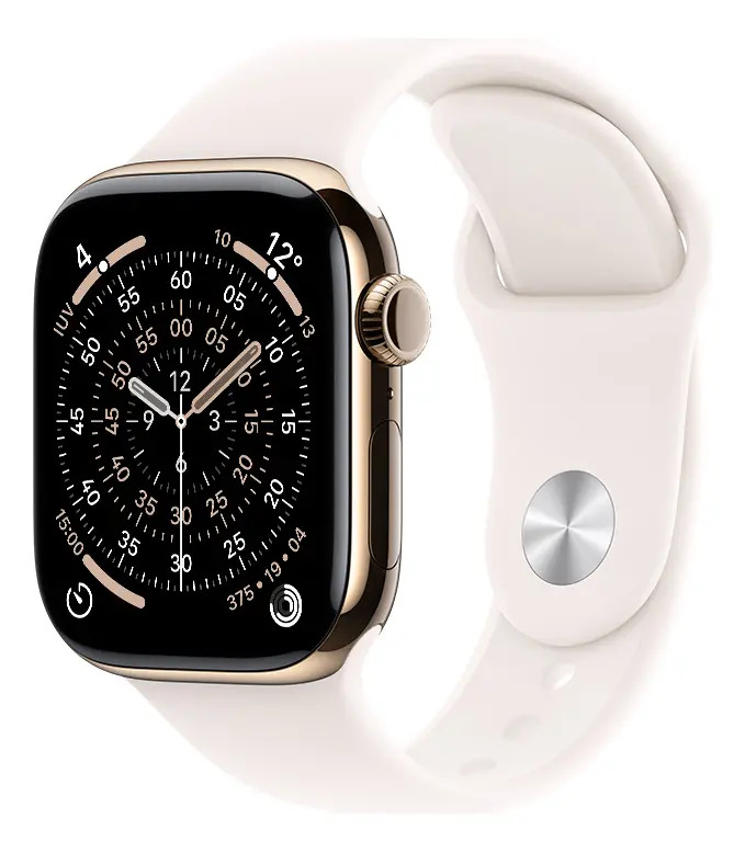 Apple Watch Series 11 GPS + Cellular - Caixa dourada de titânio – 42 mm - Pulseira esportiva blush-clara – P/M