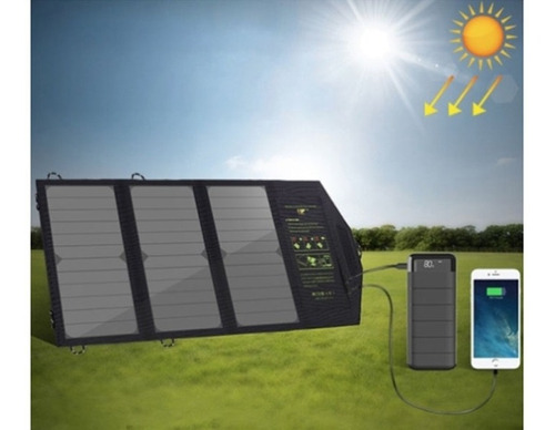 Panel Solar Plegable 21w 5v 4.5a Medidor Voltaje Celular Usb