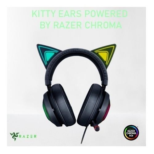 Imagen 6 de 10 de Auriculares gamer Razer Kraken Kitty negro con luz rgb LED