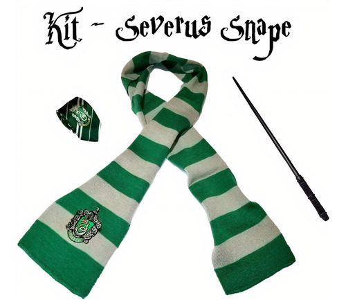 Severus Snape Kit: Varita, Corbata Slytherin, Bufanda Magia