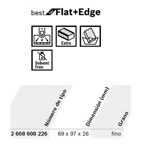 Imagen 2 de 4 de Esponja Bosch Tipo Lija Fina Con Forma De Taco 69x79x26mm