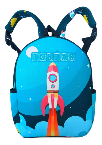 Mochila Jardin Infantil Cohete Personalizada Bolsillos