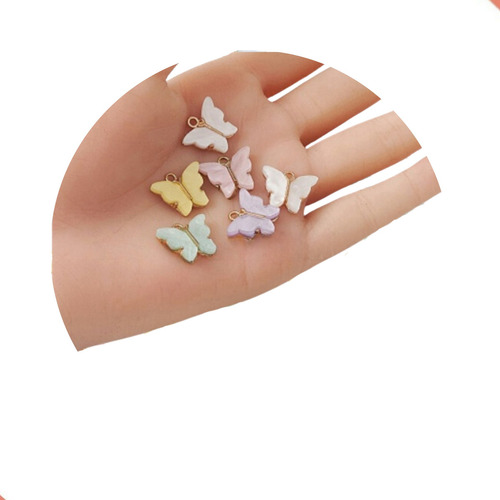 Kit 50 Pçs Pingente Borboletas Em Zamac P/ Colar E Pulseira Cor Colorido Candy