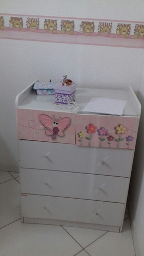 Berço Americano Branco Com Colchão+comoda Infantil Feminina.