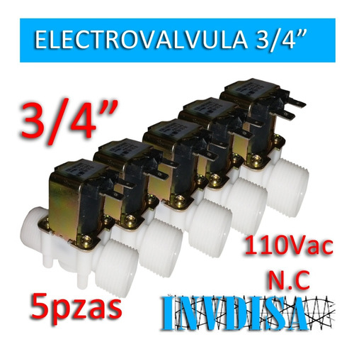 5pza Electroválvula Válvula Agua 3/4 Solenoide 110v Factura