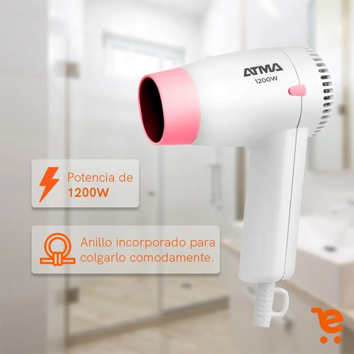 Secador De Pelo Compacto Mini Atma 1200w Ideal Viaje O Bolso | Cuotas sin  interés