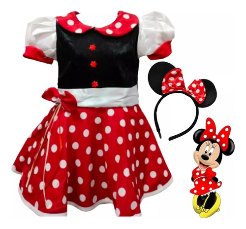 Disfraz Minnie Mouse Con Orejas Talla 0 Hasta 8 Años