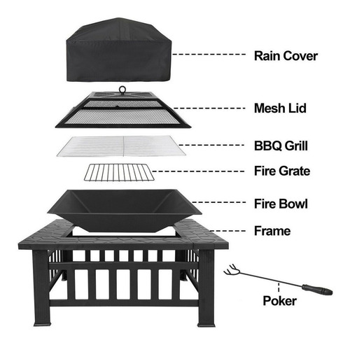 Fogón De Metal De 32  Para El Patio Trasero Jardín   