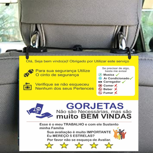 2 Placa Use Cinto Informativo Amarelo Passageiro Aplicativo
