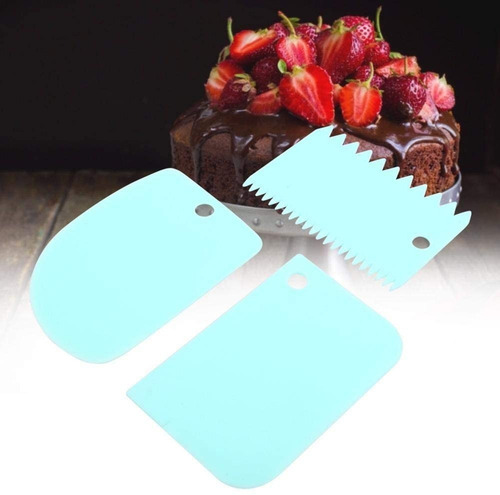 Set X 3 Cornet Espatula Rasqueta Plastica Marcador De Tortas