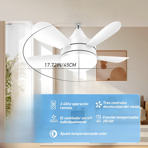 Foco Lámparas Ventilador De Techo Led Modernas Base Para E27