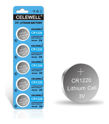 Cr1220 5pack 3v Batería De Litio 40mah Luz Led/pulsera...