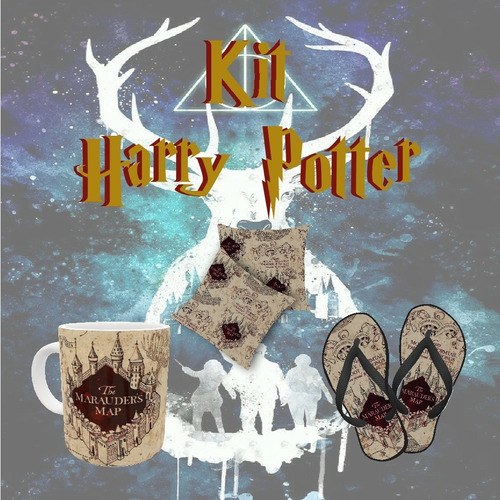 Harry Potter Kit (caneca, Almofadas E Chinelo)
