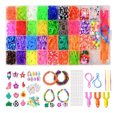 Kit Para Hacer Pulseras De Elástico 30 Colores 1600+ Uds