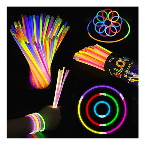 Pulseras Neon Fluorescente Fiesta Dj Boda Pack 45 Pz Surtido