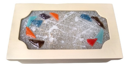 Caja De Te De Madera Con Tapa En Vitrofusion 15x25 Cm