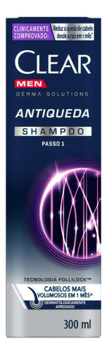  Shampoo Antiqueda Clear Men Derma Solutions 300ml