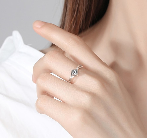 Imagen 4 de 8 de Elegante Anillo De Compromiso Corazón, Plata 925,zirconio