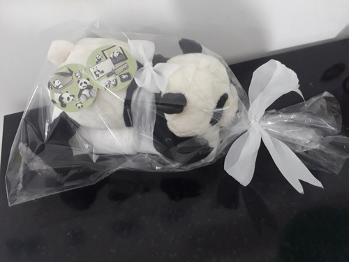 Ursinho Panda 30 Cm Com 1 Manta Soft Bebê Infantil Cobertor 