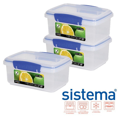 3 Contenedores Rubbermaid Sistema Klip It 1 Litro Original