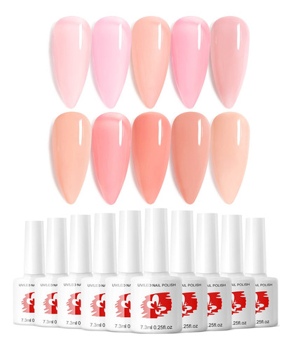 Douborq Juego De 10 Esmaltes De Gel Color Nude, Esmalte De U