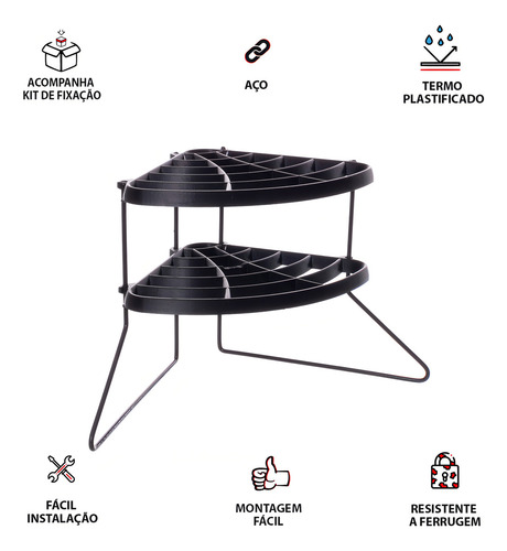 Organizador de esquina para armario de platos Metaltru, color: negro