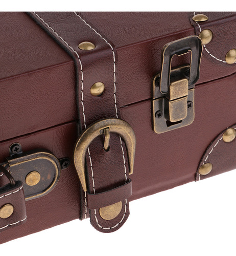Estuche De Viaje De Madera Antiguo Marrón 40x25x10cm .
