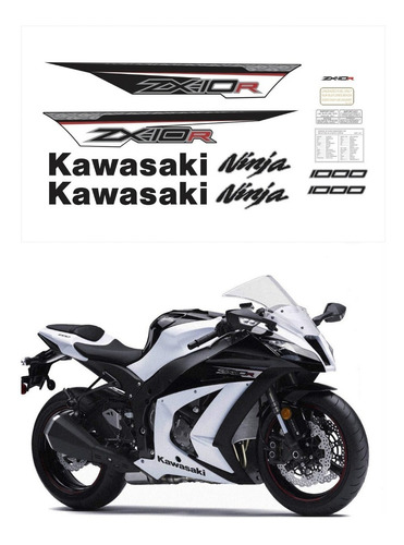 Kit Adesivos Moto Kawasaki Zx-10r 2013 Branca Ca-15993