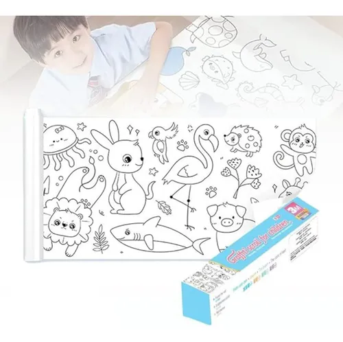 Papel Con Dibujos Para Colorear 3 Metros Niños Niña Color