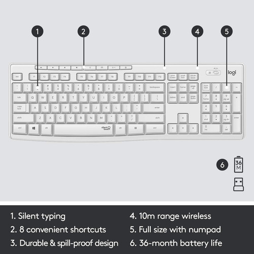 Imagen 6 de 9 de Mk295 Combo Teclado Ratón Inalámbrico Con Tecnología...