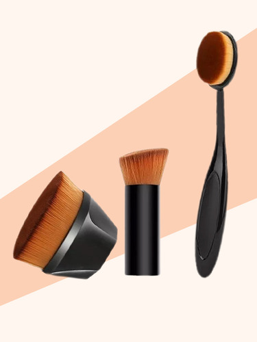 Set 3 Brochas Plana De Maquillaje Para Base Brocha