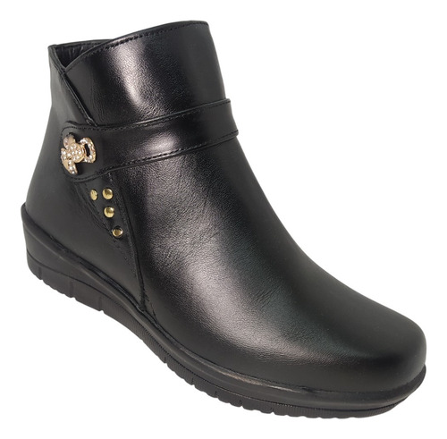 Botin Mujer Comodo Moda Herraje Casual Cierre