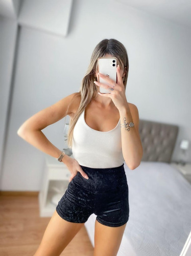 Short Chifon Negro Clásico Para Mujer