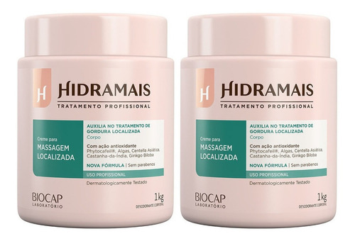 2un Creme Para Massagem Hidramais Localizada 1kg