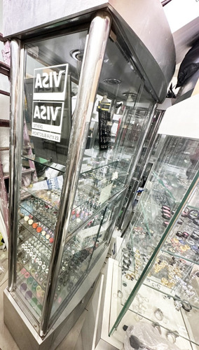 Imagen 2 de 2 de Vitrina Exhibidora De Vidrio Con Caños Cromados Única