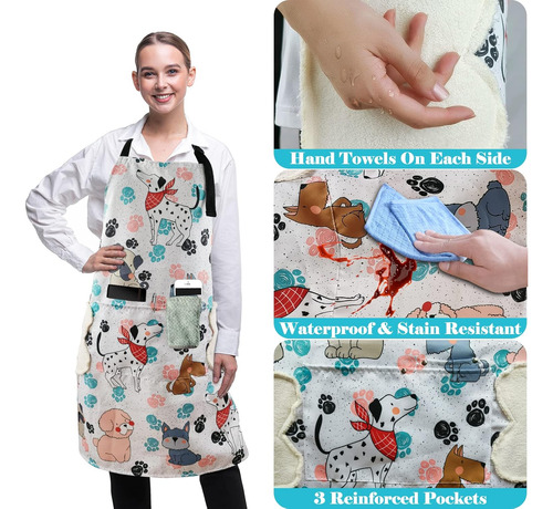 Delantal Impermeable Para Hombre Y Mujer Con 3 Bolsillos Y T