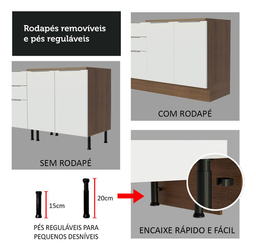 Ilha De Cozinha Com Bancada E Balcão 120 Cm Stella Madesa Cor Rustic/branco