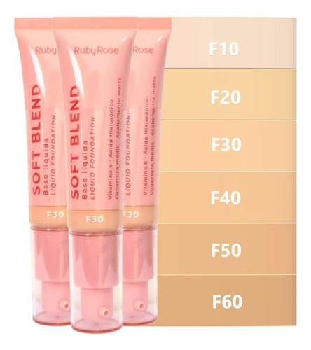 Base de maquiagem líquida Ruby Rose Soft Blend tom bege f40
