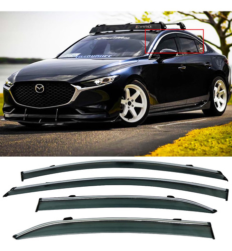 Adapta Mazda 3 2019-2 Clip Tintado Ahumado Rejilla Lluvia