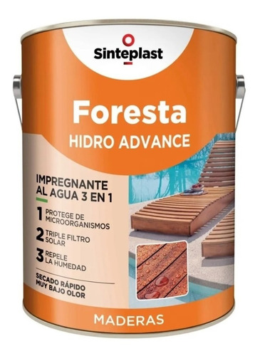 Imagen 1 de 6 de Foresta Hidro Advance 3 En 1 Impregnante Satinado X 4 Lts