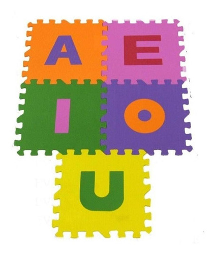 Imagem 2 de 2 de Tapete De Alfabetos Vogais Infantil 5 Peças Colorido 30x30