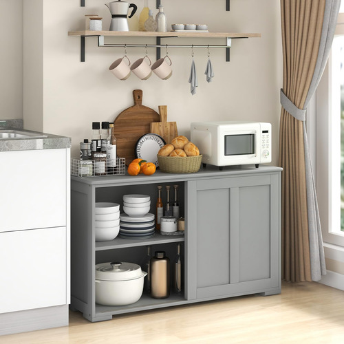 Aparador De Gabinete Buffet Madera Con Estante 2 Puertas Cor